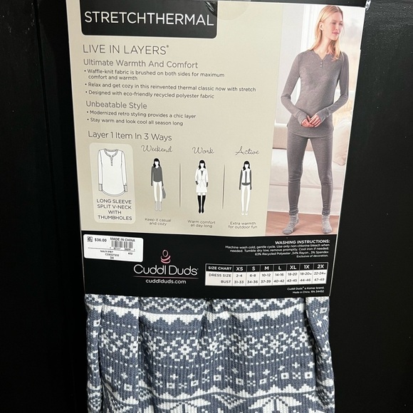 NWT-Cuddl Duds-Women’s Plus Size Thermal Top with Thumbholes - Picture 6 of 10
